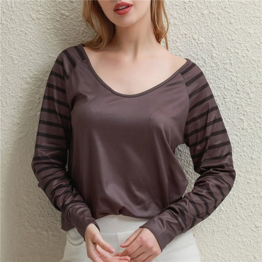 Women Basic Long Sleeve V-Neck Top