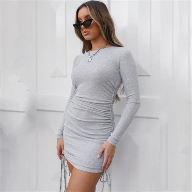 Women Basic Short Sleeve Bodycon Stretch Mini Dress