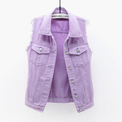 Women Sleeveless Denim Vest Jacket