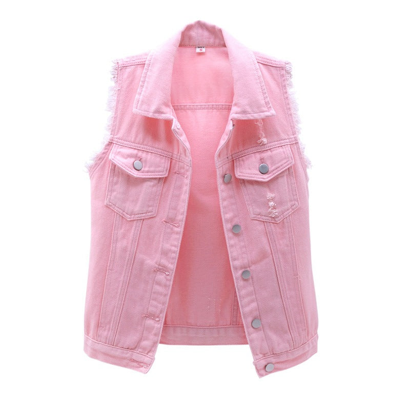 Women Sleeveless Denim Vest Jacket