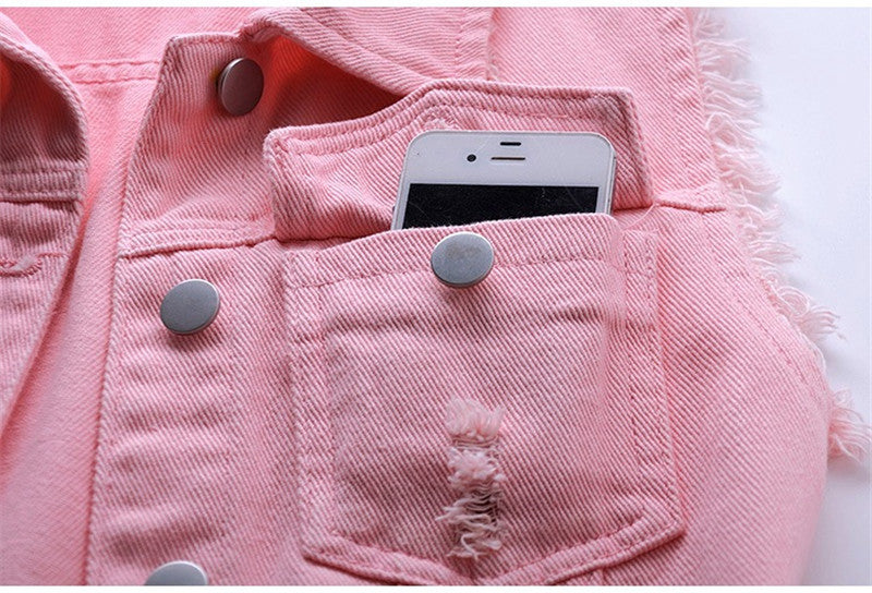 Women Sleeveless Denim Vest Jacket