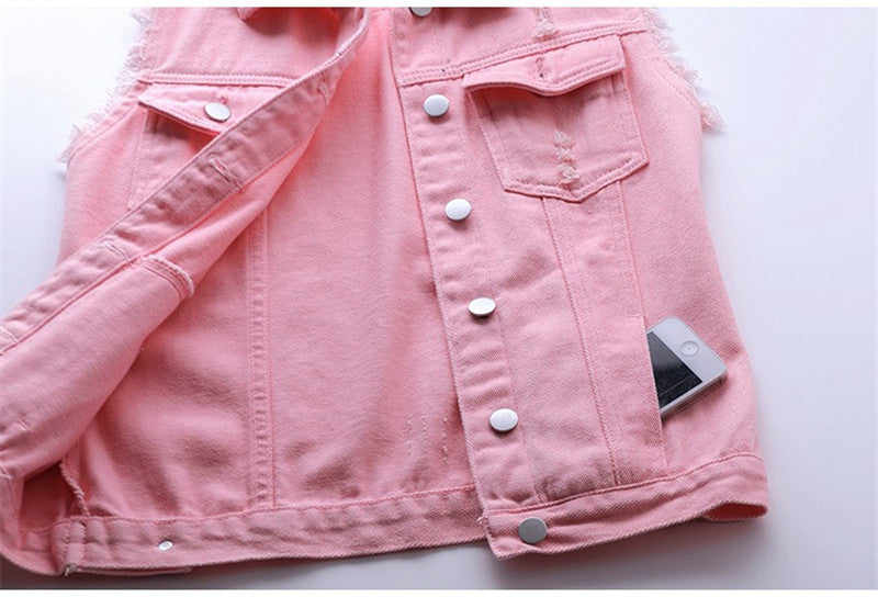 Women Sleeveless Denim Vest Jacket