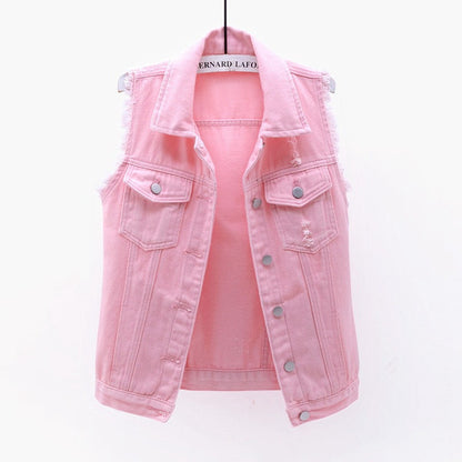 Women Sleeveless Denim Vest Jacket