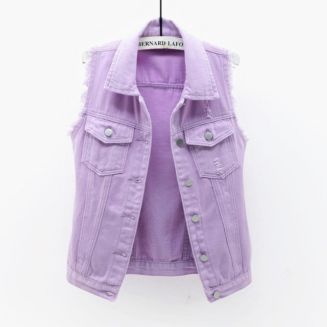 Women Sleeveless Denim Vest Jacket