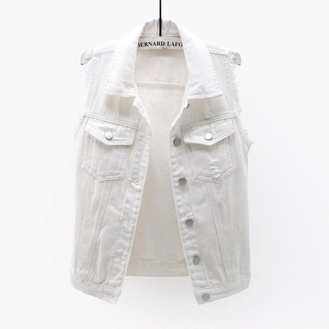 Women Sleeveless Denim Vest Jacket