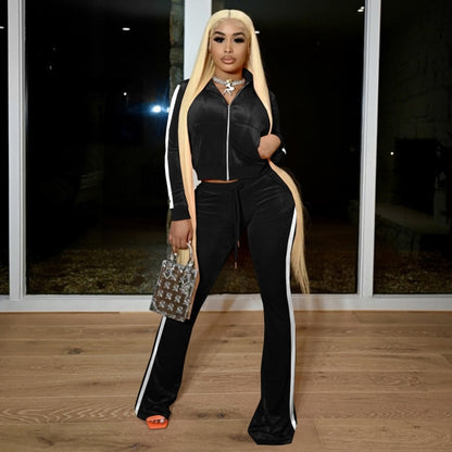 Women Faith Letter Ribbed Knit Two Piece Long Sleeve Shirt Pant Set