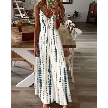 Women Tye Dye Spaghetti Strap Maxi Dress