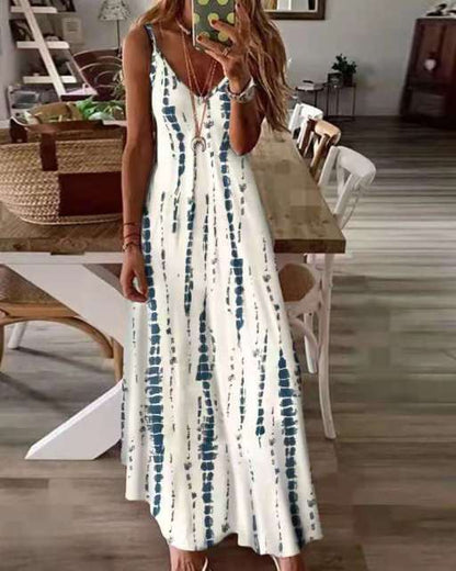 Women Tye Dye Spaghetti Strap Maxi Dress
