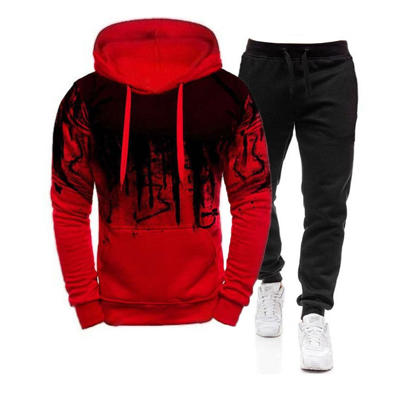 Men Tracksuit Hoodies+Sweatpants Set