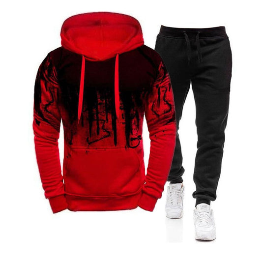 Men Tracksuit Hoodies+Sweatpants Set