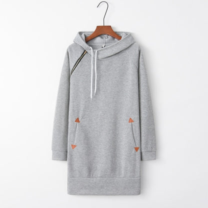 Solid Sweatshirt Pocket Women Drawstring Dress