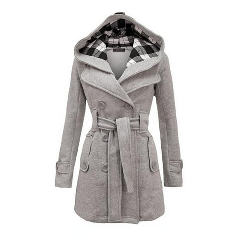 Women Warm Fleece With Belts Double Breasted Solid Casual Coat