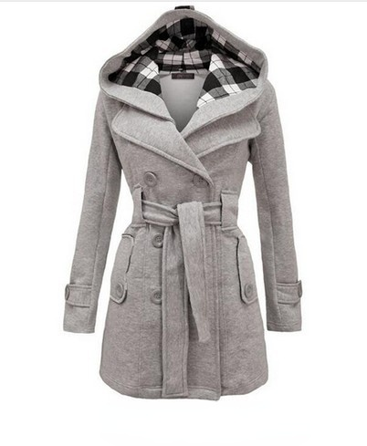 Women Warm Fleece With Belts Double Breasted Solid Casual Coat