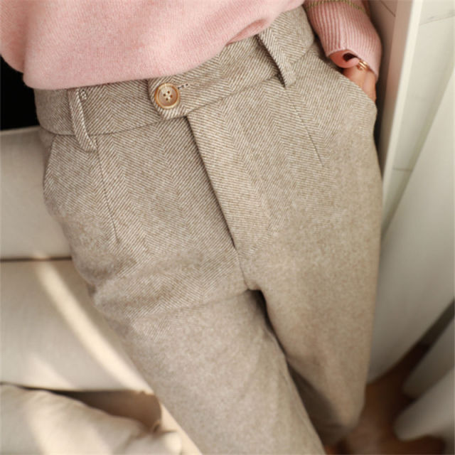 Women Winter High Waisted Casual Suit Pants