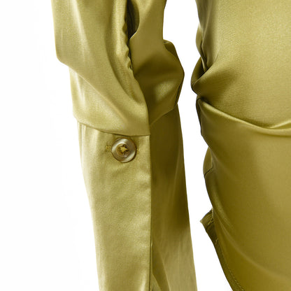 Women Fashion Long Sleeve Bandage Satin Mini Dress