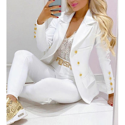Two Piece Women Blazer Print Suit