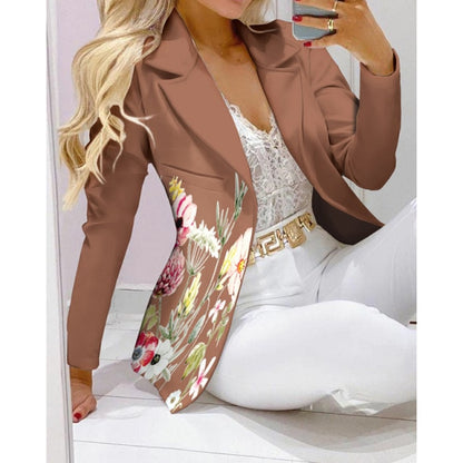 Two Piece Women Blazer Print Suit