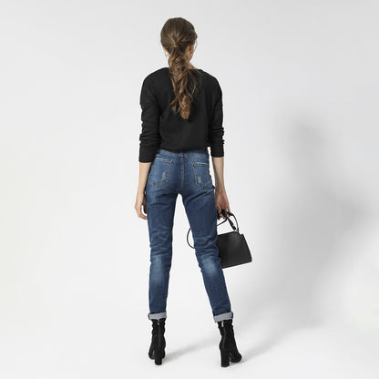 Women Slim-Fit Skinny Leg Denim Pants Dark Wash Mid Waist Jeans