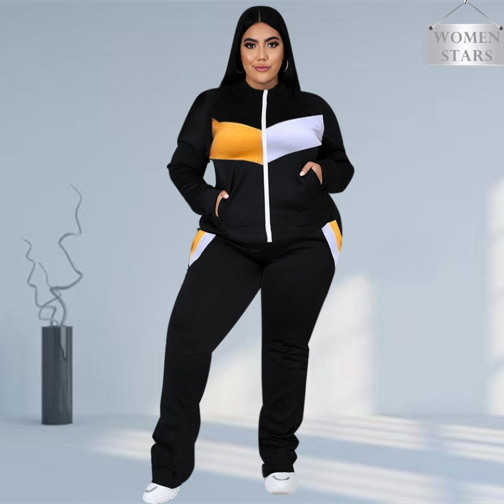 Women Two Piece Sweatsuit Coat and Sweatpants Sport New Jogging Set