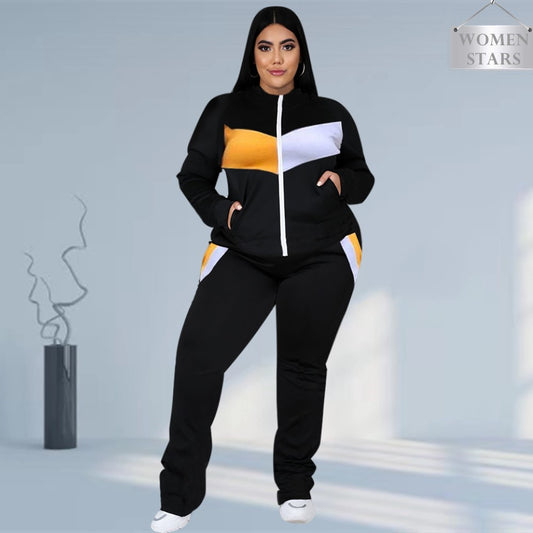 Women Two Piece Sweatsuit Coat and Sweatpants Sport New Jogging Set