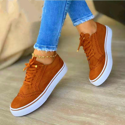 Women New Flats Sport Casual Suede Lace Up Plus Size Sneakers 35-43( 4-12