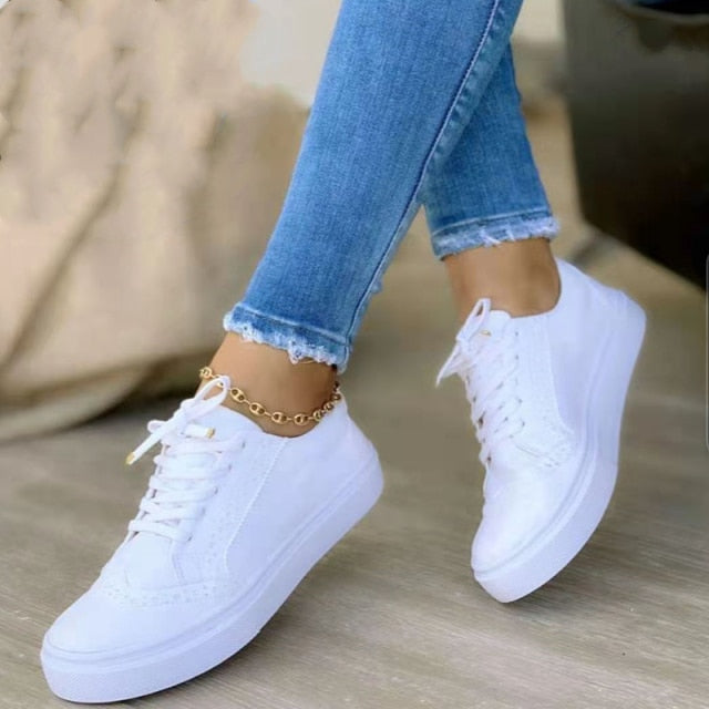 Women New Flats Sport Casual Suede Lace Up Plus Size Sneakers 35-43( 4-12