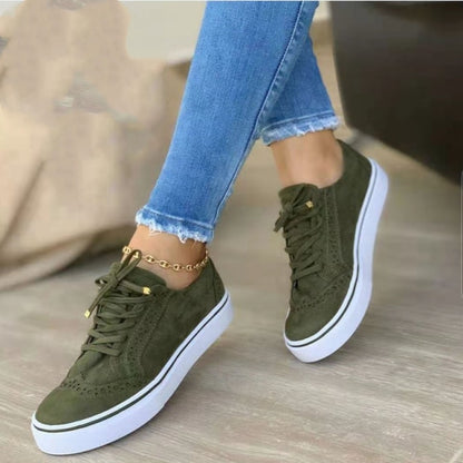 Women New Flats Sport Casual Suede Lace Up Plus Size Sneakers 35-43( 4-12