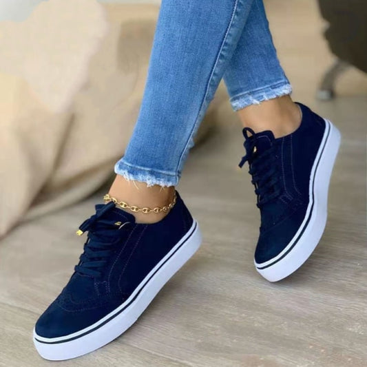 Women New Flats Sport Casual Suede Lace Up Plus Size Sneakers 35-43( 4-12
