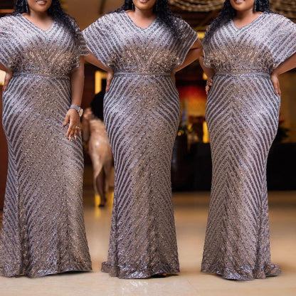 Elegant Formal Simple Design Sequin Long Dress