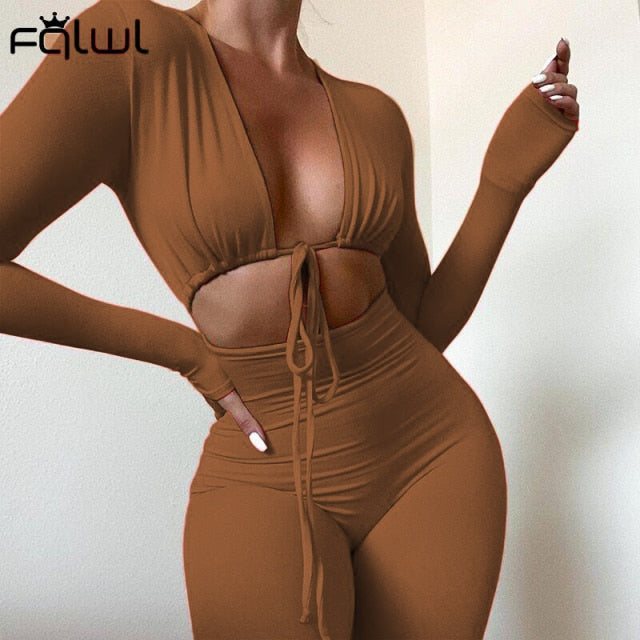 Women Long Sleeve Bodycon Jumpsuits