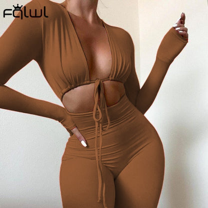 Women Long Sleeve Bodycon Jumpsuits