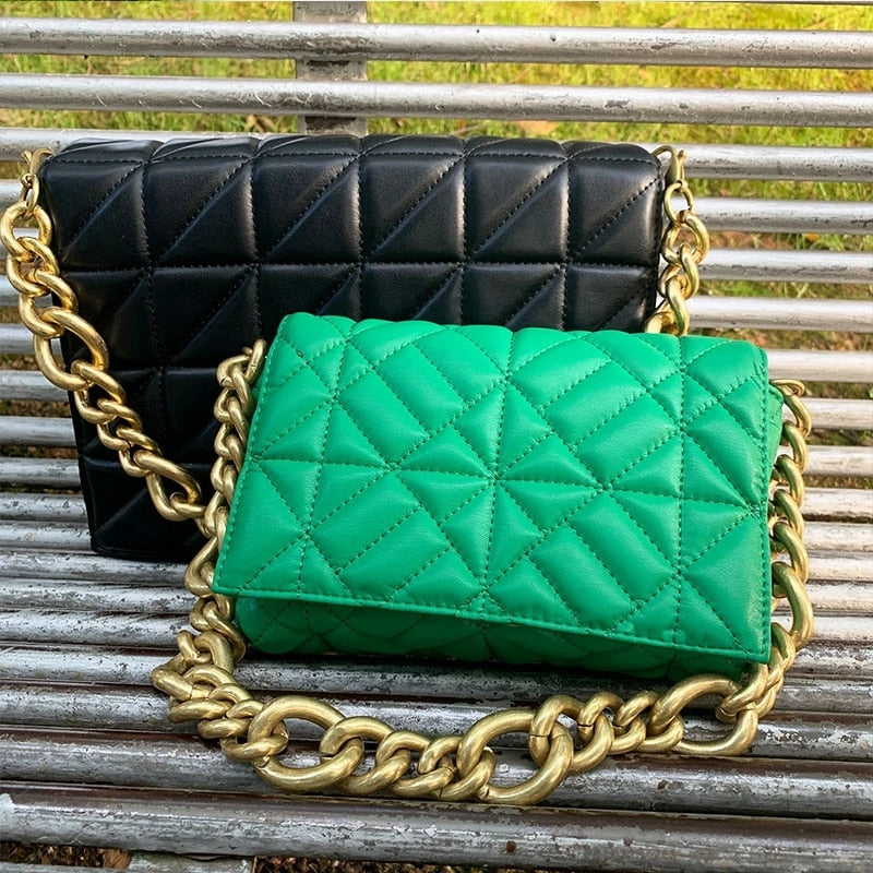 Women Shoulder Bags 2020 Thick Chain Quilted Shoulder Bag