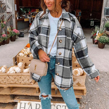 Women Plaid Oversized Jacket