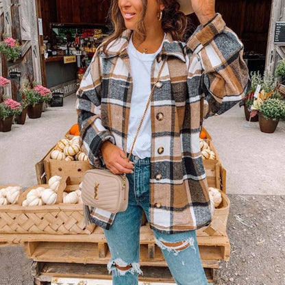 Women Plaid Oversized Jacket