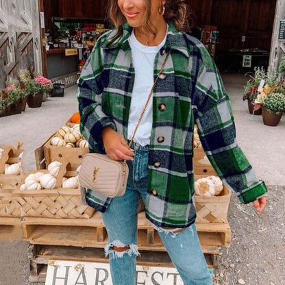 Women Plaid Oversized Jacket