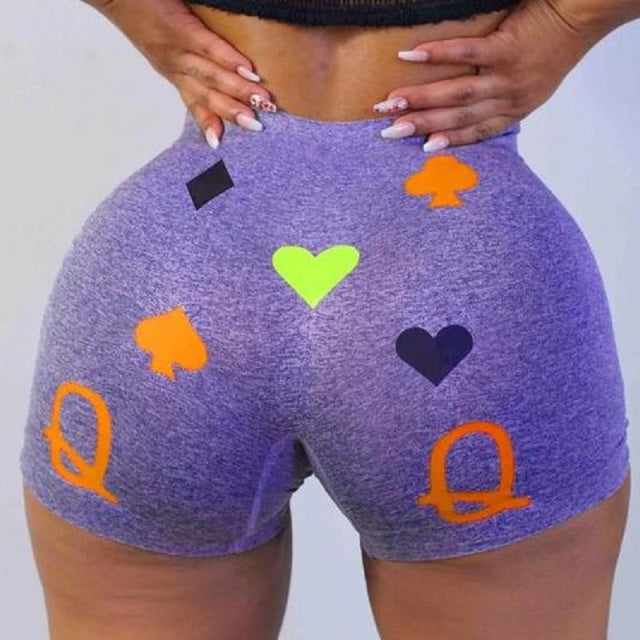 Women Print Design High Waist Shorts