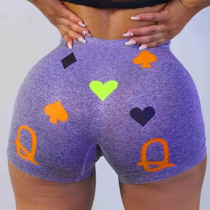 Women Print Design High Waist Shorts