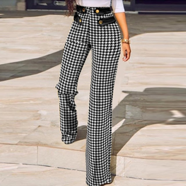 Women Elegant Skinny Straight High Waist Pants