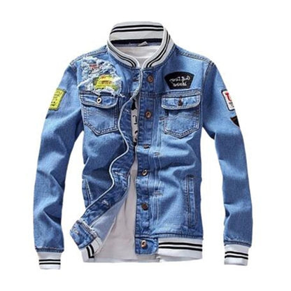Men Loose Jean Zipper Fashion Denim Jackets