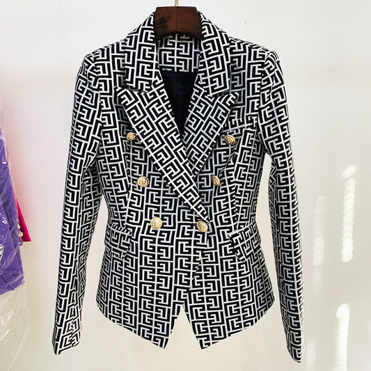2022 Designer Lion Buttons Geometrical Blazer
