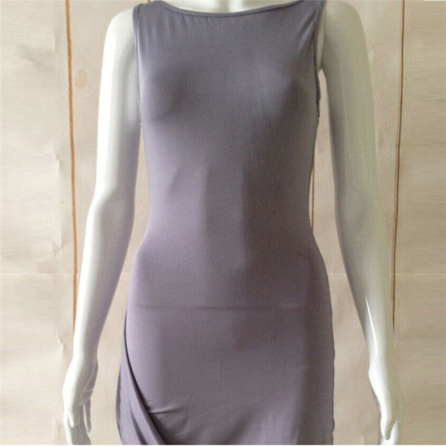 Women Solid Sleeveless Slim Dress