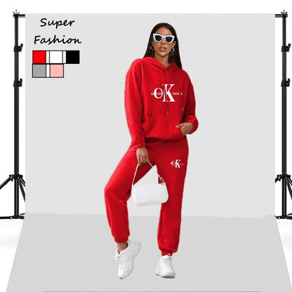 Women 2 Two Piece Long Sleeve Loose Sport Casual Hoodies Pants Set