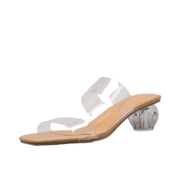 Women Square Toe Clear High Heels