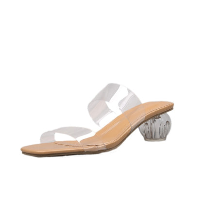 Women Square Toe Clear High Heels
