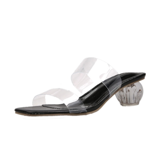 Women Square Toe Clear High Heels