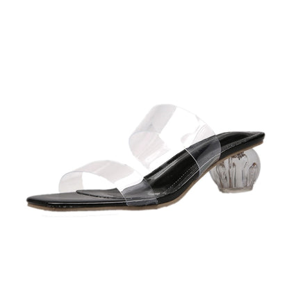 Women Square Toe Clear High Heels