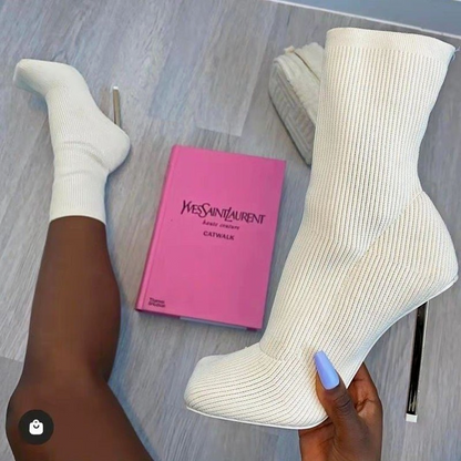 Women Winter Sexy Sock Knitting Stretch High Heels