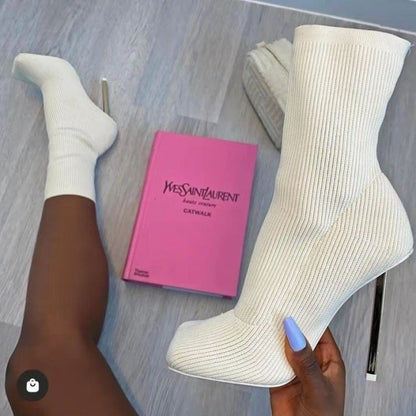 Women Winter Sexy Sock Knitting Stretch High Heels