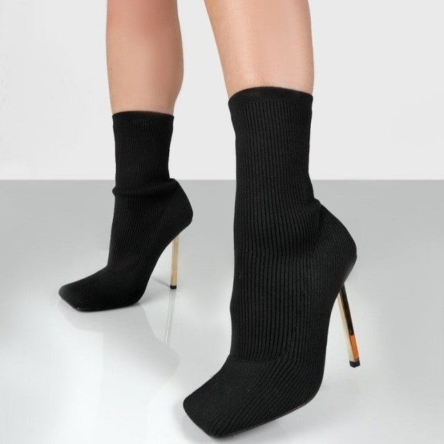 Women Winter Sexy Sock Knitting Stretch High Heels