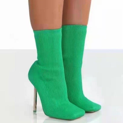 Women Winter Sexy Sock Knitting Stretch High Heels